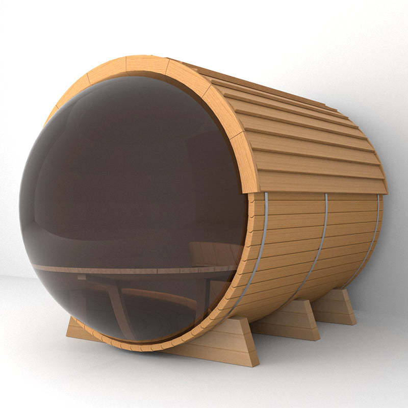 SAUNASNET® Outdoor Sauna With Panoramic View Window (Wood shingles) Barrel 05
