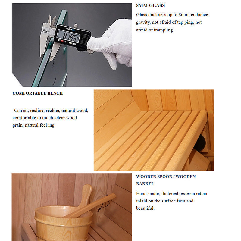 SAUNASNET Canadian Wood Outdoor Barrel Sauna Room
