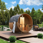 SAUNASNET® Outdoor Sauna With Porch Glass Door Barrel 11