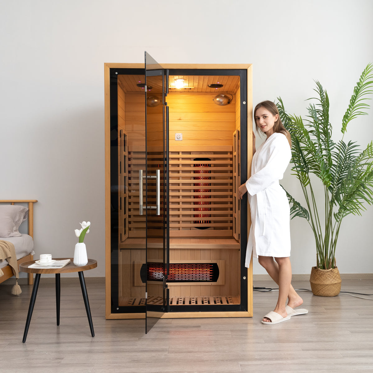 SAUNASNET® Luxury Ozone Indoor Dry Sauna with Wifi Infrared 03（US Stock – Ships in 10–15 Days）