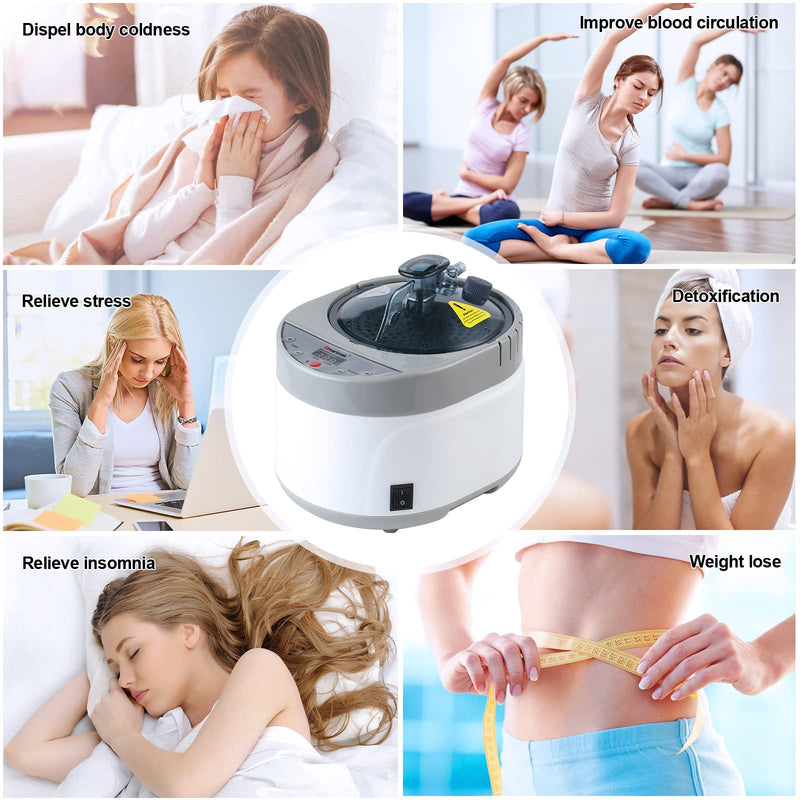 Portable Sauna Steamer 4L Upgrated with Remote Control 110V US Plug Grey
