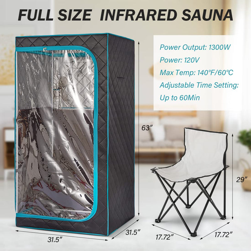 SAUNASNET Portable Whole Front Clear Window Full Size Infrared Sauna