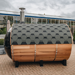 SAUNASNET Traditional Panoramic Barrel Sauna (Asphalt shingles)