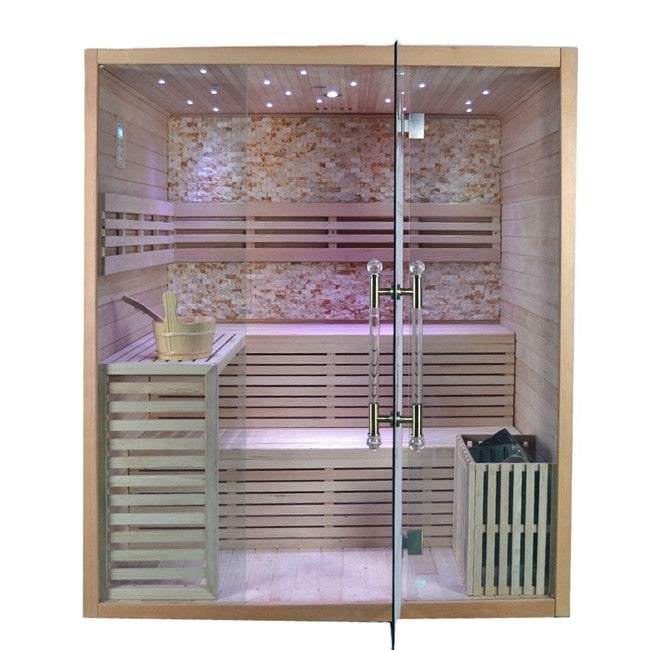 SAUNASNET Traditional Hemlock Steam Sauna Room For 4 Person