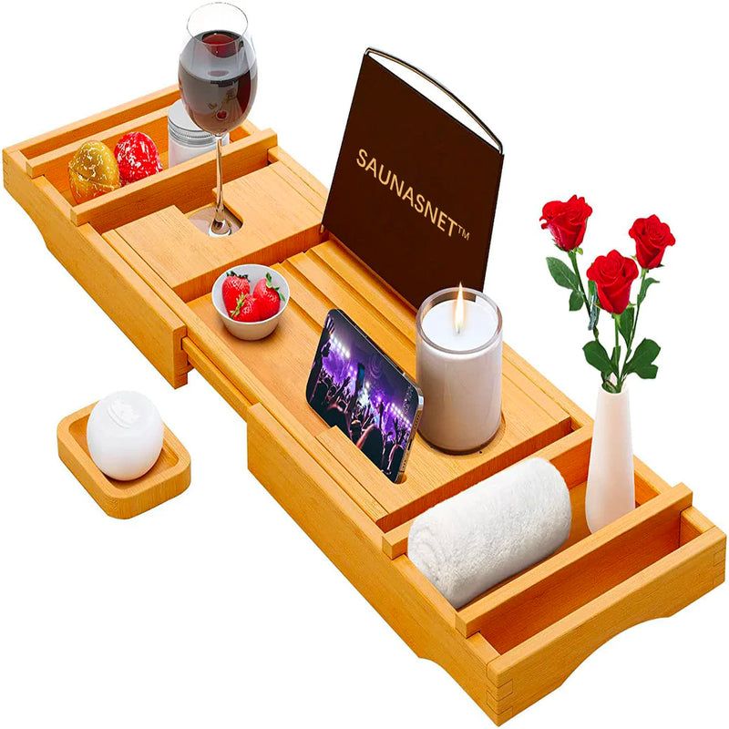 Natural Bamboo Bathtub Caddy