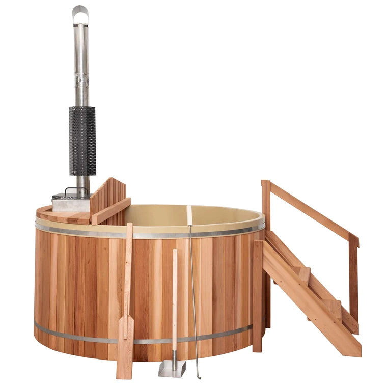 SAUNASNET® Wood Fired Cedar Hot Tub - Internal Stove